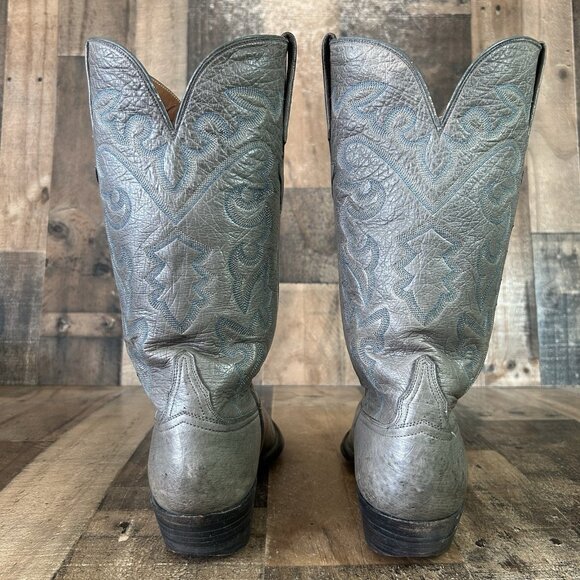 Lucchese Classics L612624 Gray Full Ostrich Western Cowboy Boots Mens 11 B - Picture 8 of 12